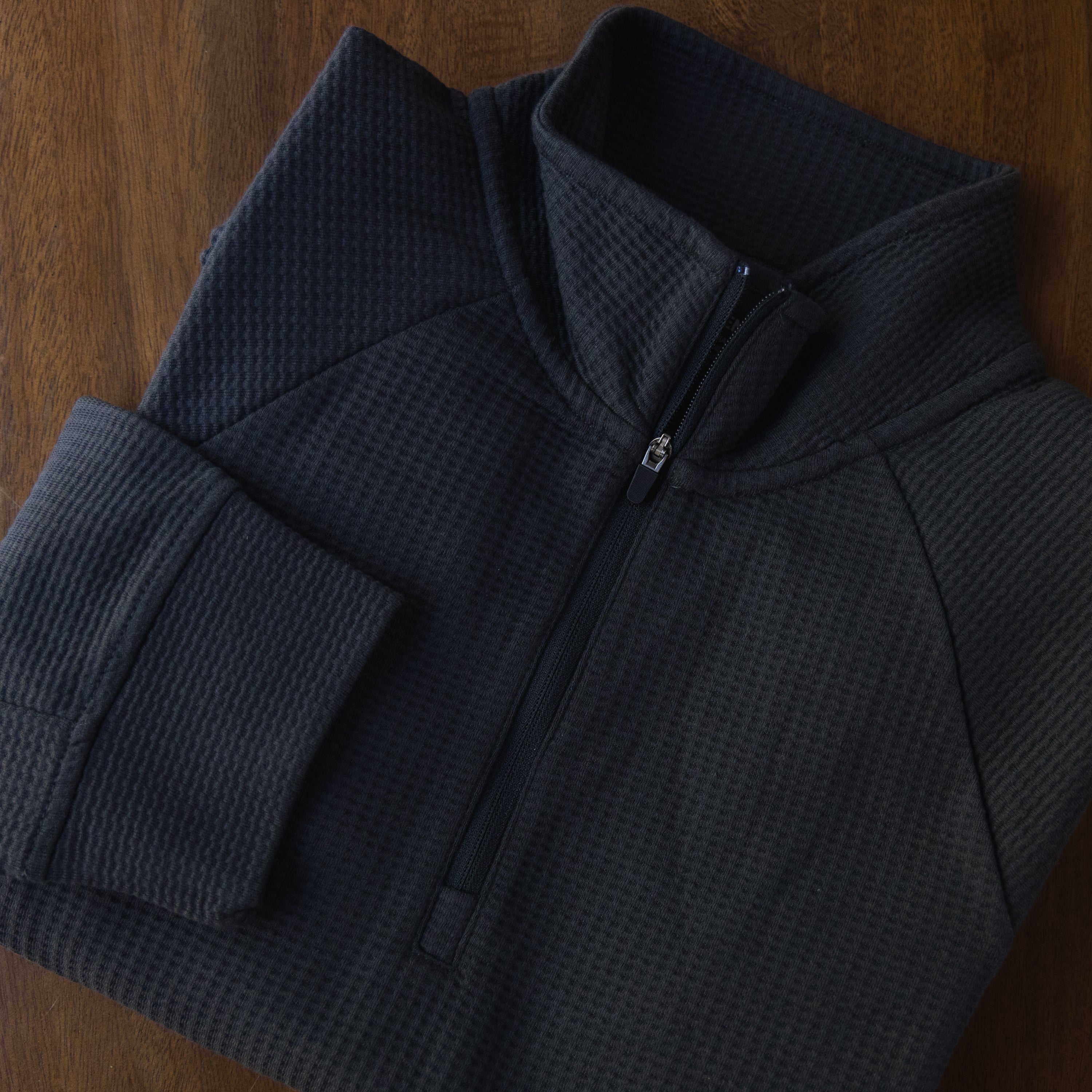 Premium Waffle-Knit Quarter-Zip Pullover