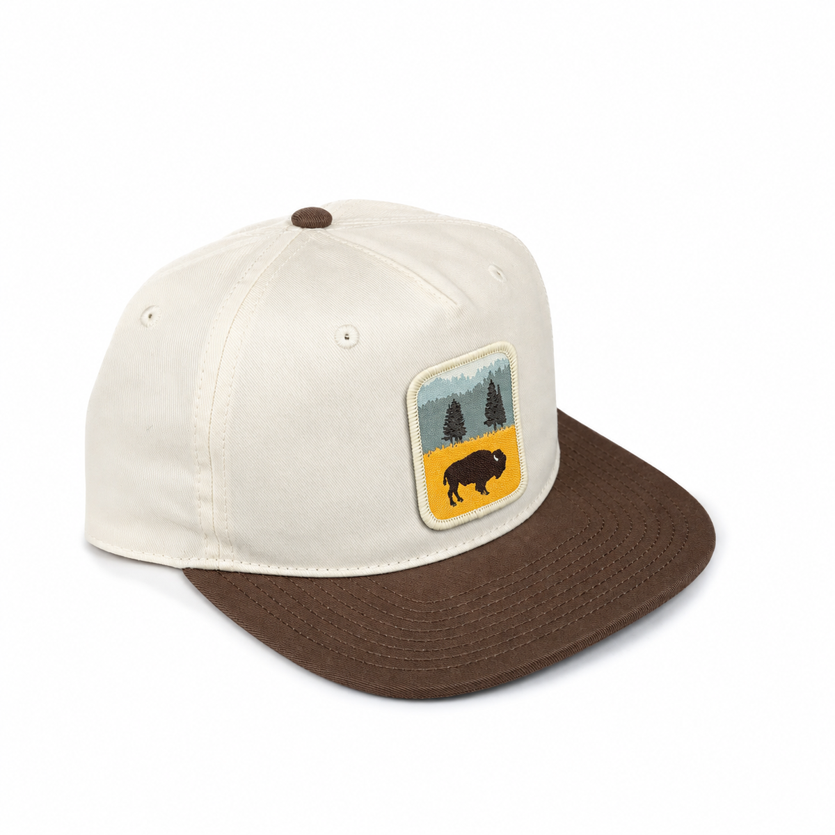 Lone Bison Classic Snapback Hat - Natural/ Walnut