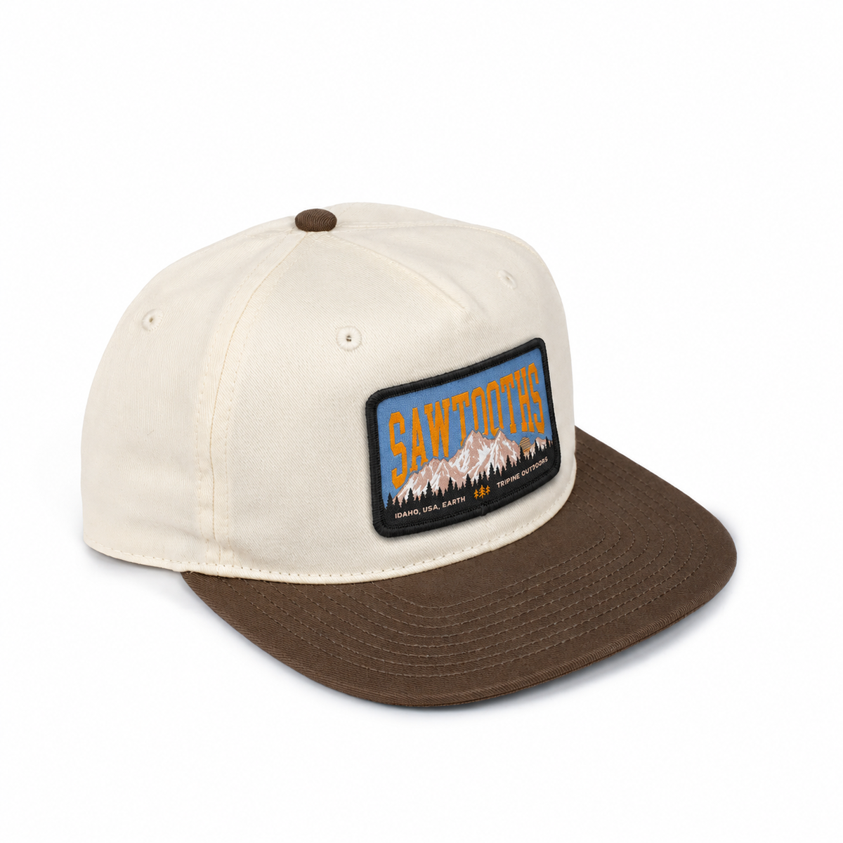 Sawtooths Classic Snapback Hat - Natural/ Walnut