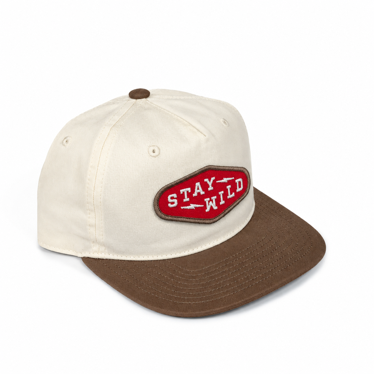 Stay Wild Diamond Classic Snapback Hat - Natural/ Walnut