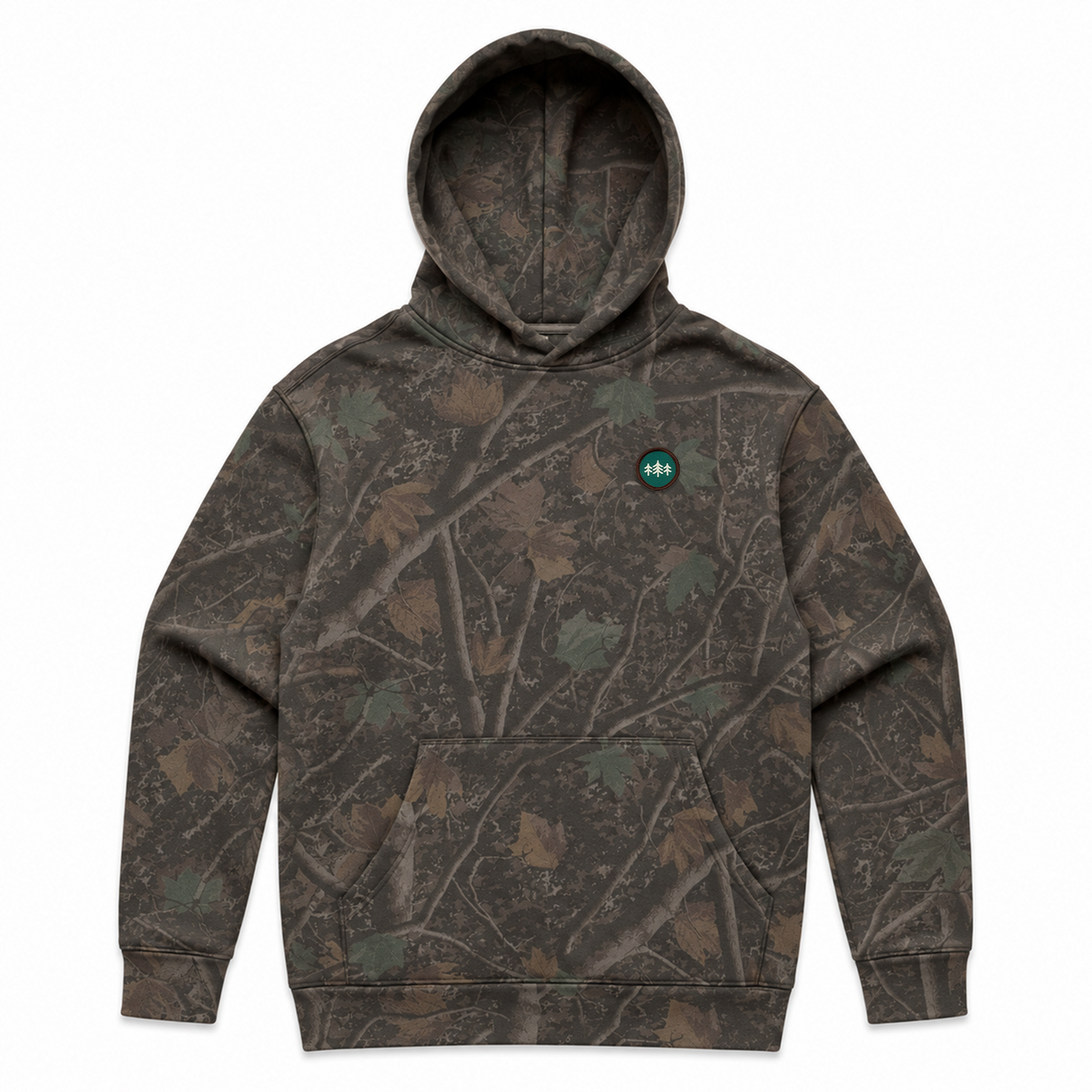 Coin Patch Camo Heavyweight Relaxed CloudFit Hoodie - Darkwood Camo