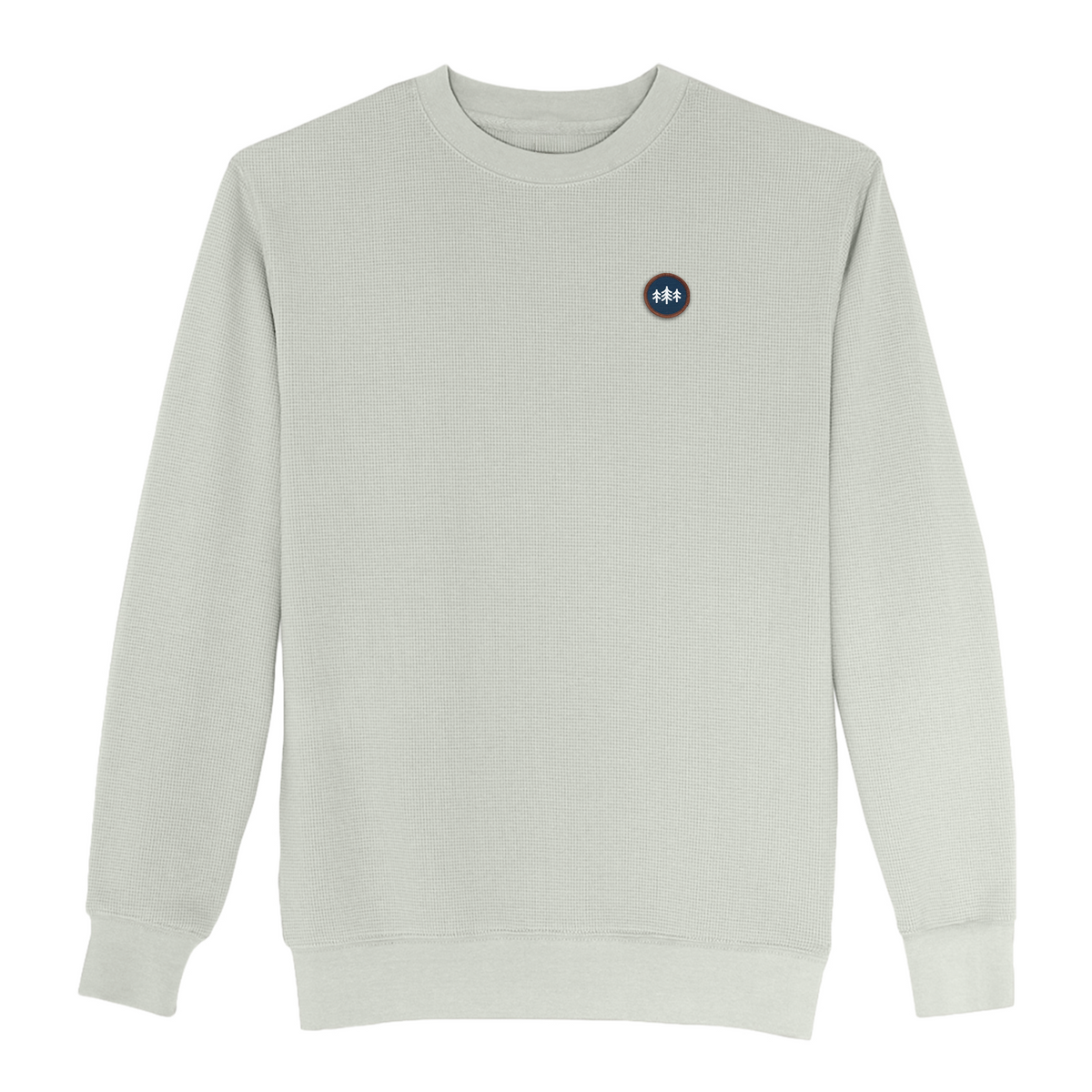 Coin Patch Waffle-knit Thermal Crewneck Sweatshirt - Harbor Gray