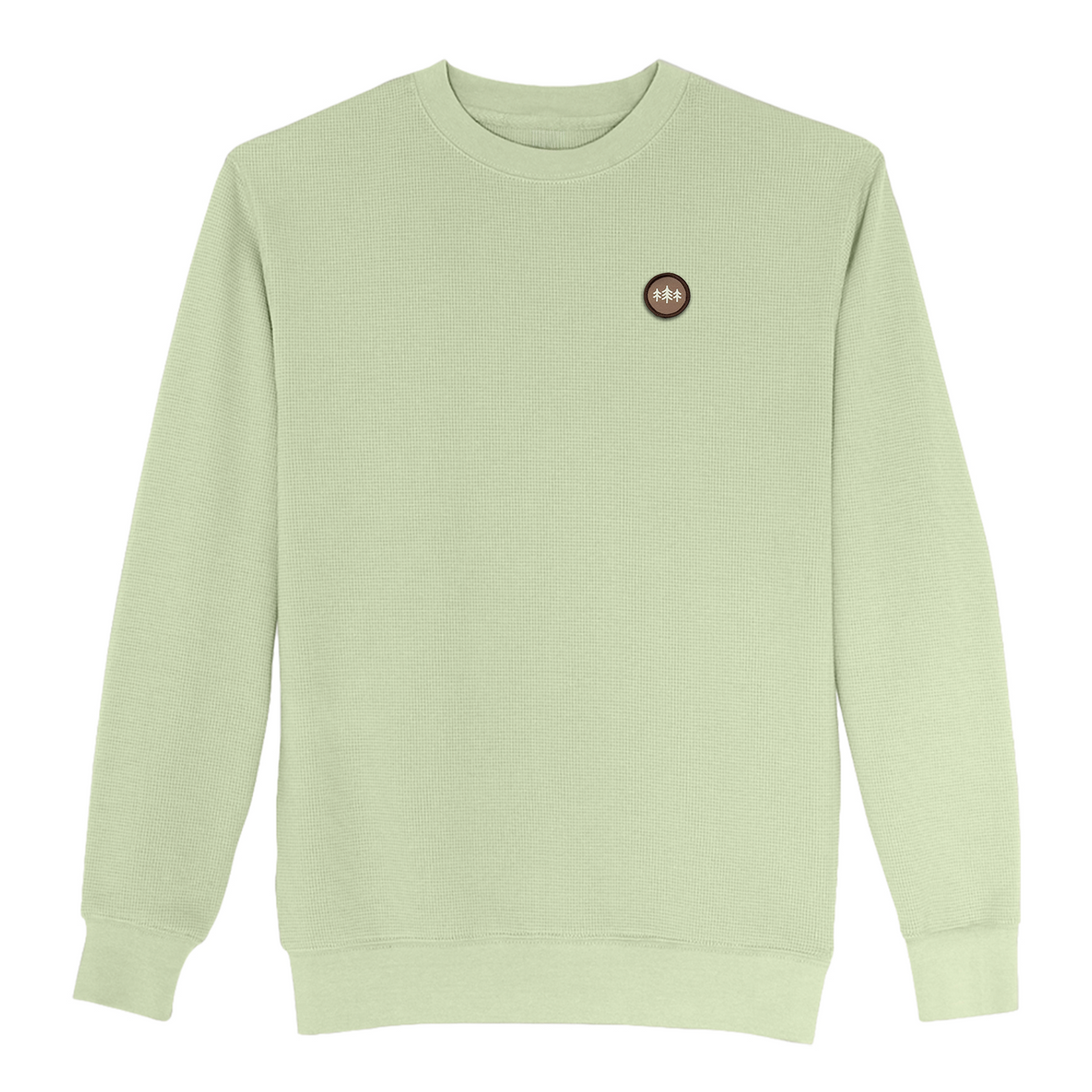 Coin Patch Waffle-knit Thermal Crewneck Sweatshirt - Willow