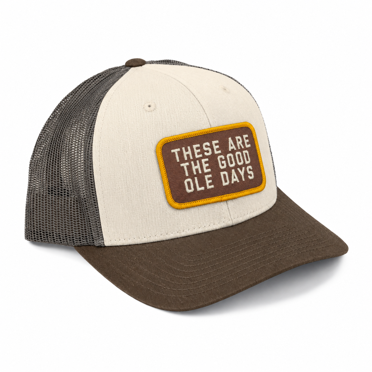Good Ole Days Trucker Hat - Cream/ Gray Brown/ Brown