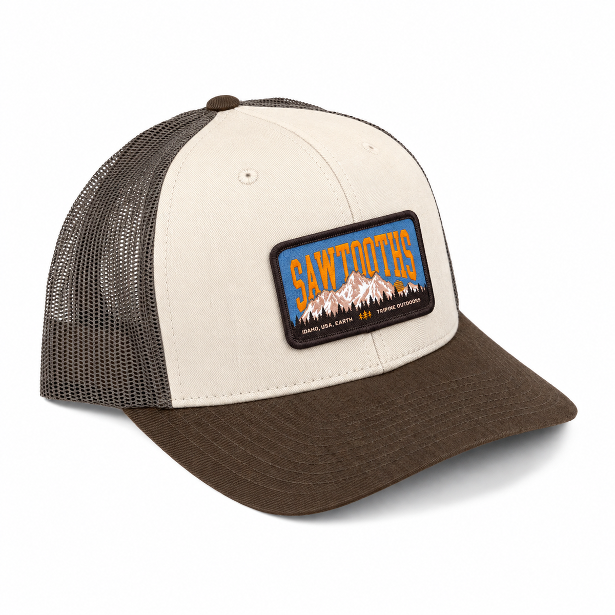 Sawtooths Trucker Hat - Cream/ Gray Brown/ Brown