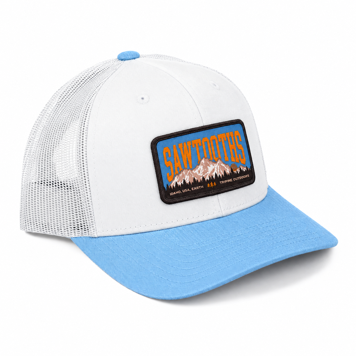 Sawtooths Trucker Hat - White/ Sky Blue