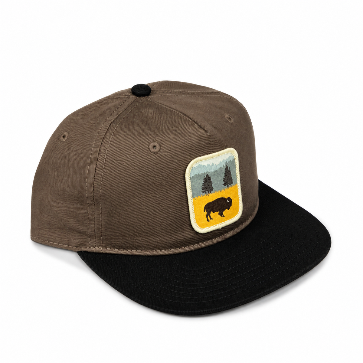 Lone Bison Classic Snapback Hat - Walnut/ Black
