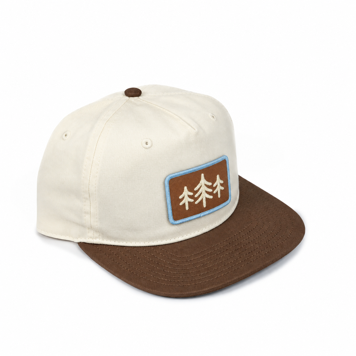 TriPine Patch Classic Snapback Hat - Natural/ Walnut