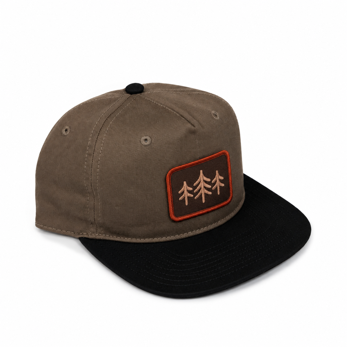 TriPine Patch Classic Snapback Hat - Walnut/ Black