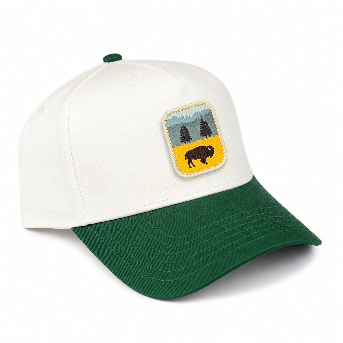 Lone Bison High-Profile Hat - Natural/ Forest