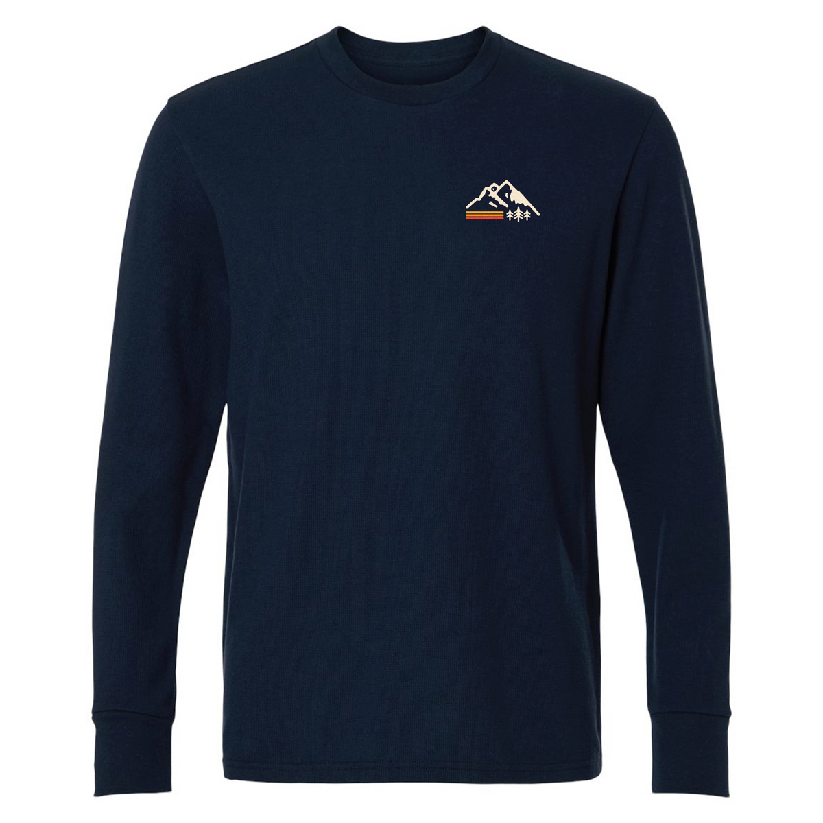 Retro Mountain Waffle-knit Thermal Long Sleeve - Navy