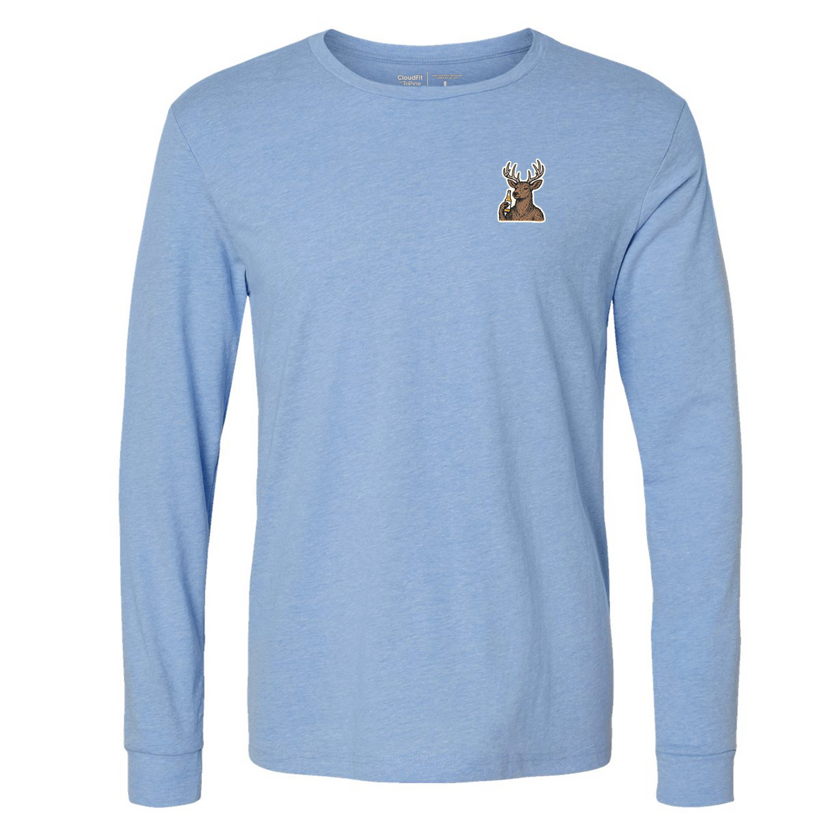 Cheersin' Deer CloudFit Long Sleeve - Heather Sky Blue
