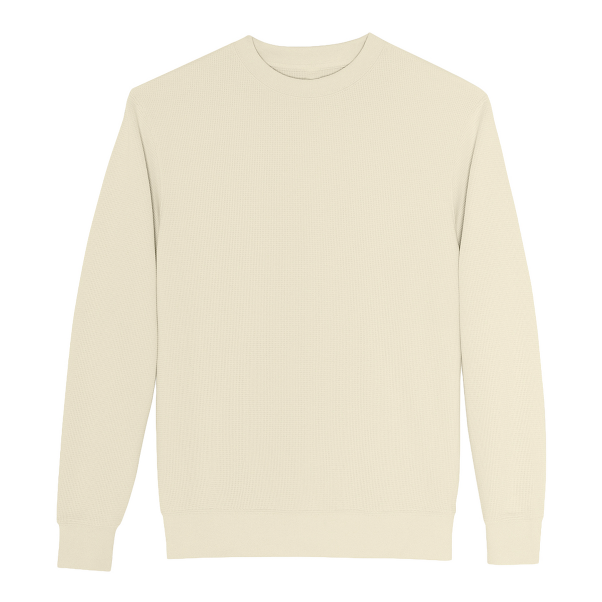 Essential Waffle-knit Thermal Crewneck Sweatshirt - Sand Dune