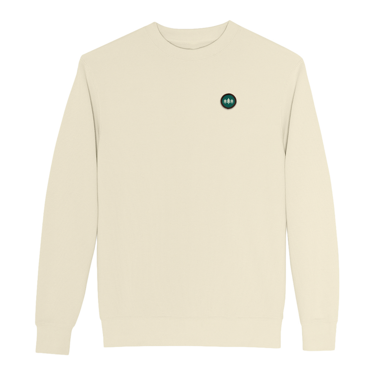 Coin Patch Waffle-knit Thermal Crewneck Sweatshirt - Sand Dune