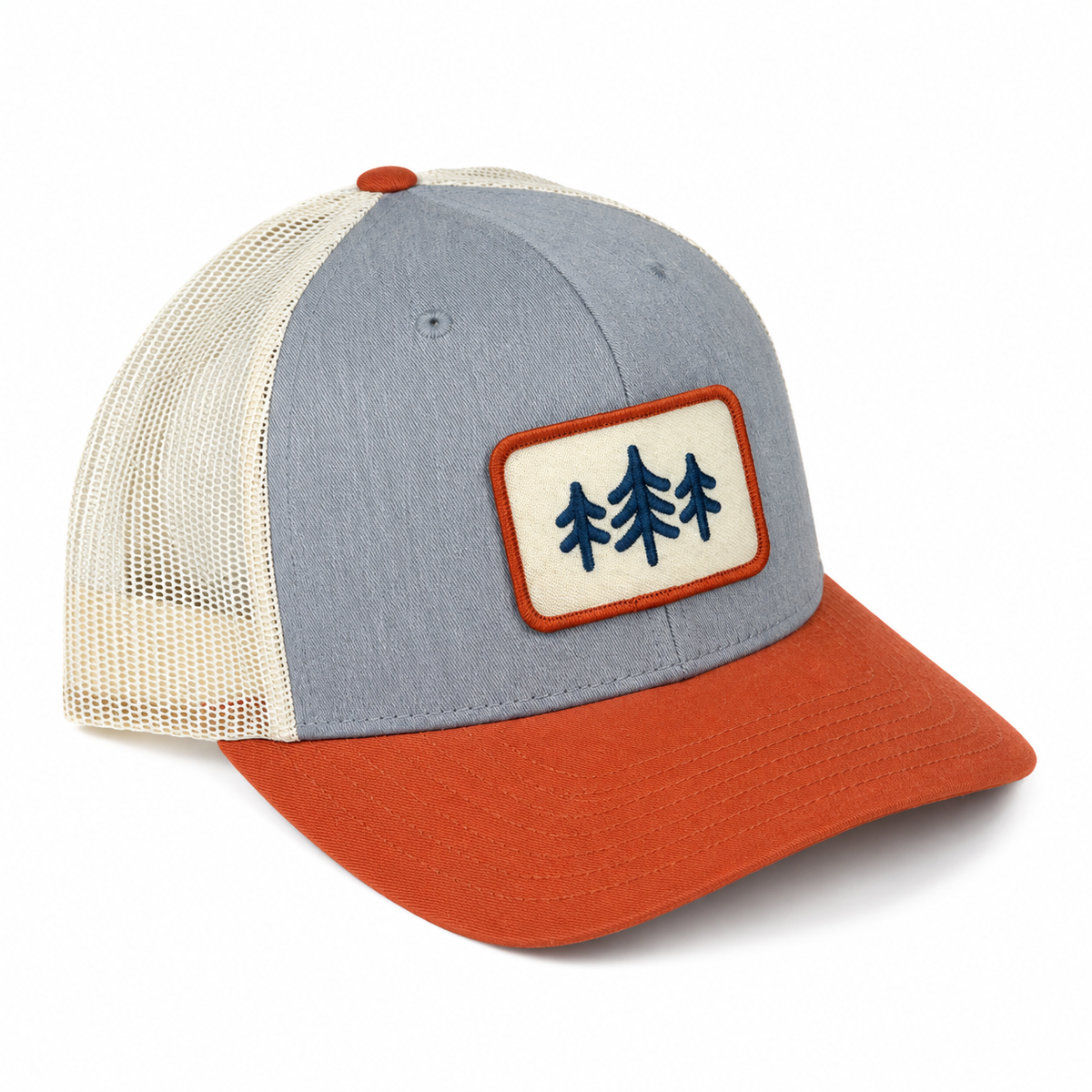 TriPine Patch Trucker Hat - Heather Gray/ Birch/ Orange