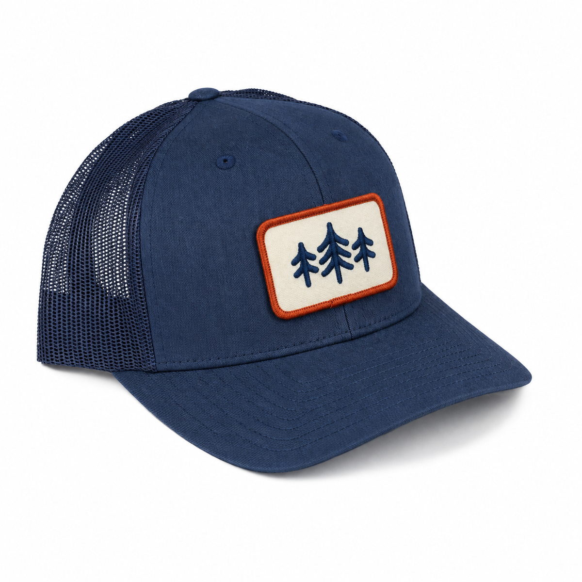 TriPine Patch Trucker Hat - Navy/ Navy/ Dark Orange