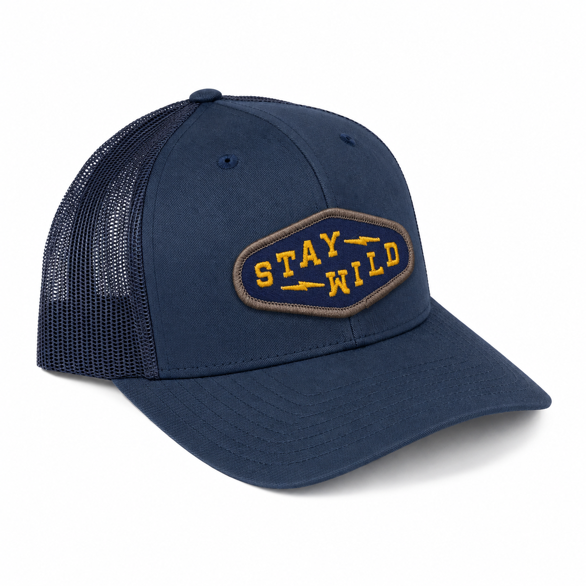 Stay Wild Diamond Trucker Hat - Navy/ Navy