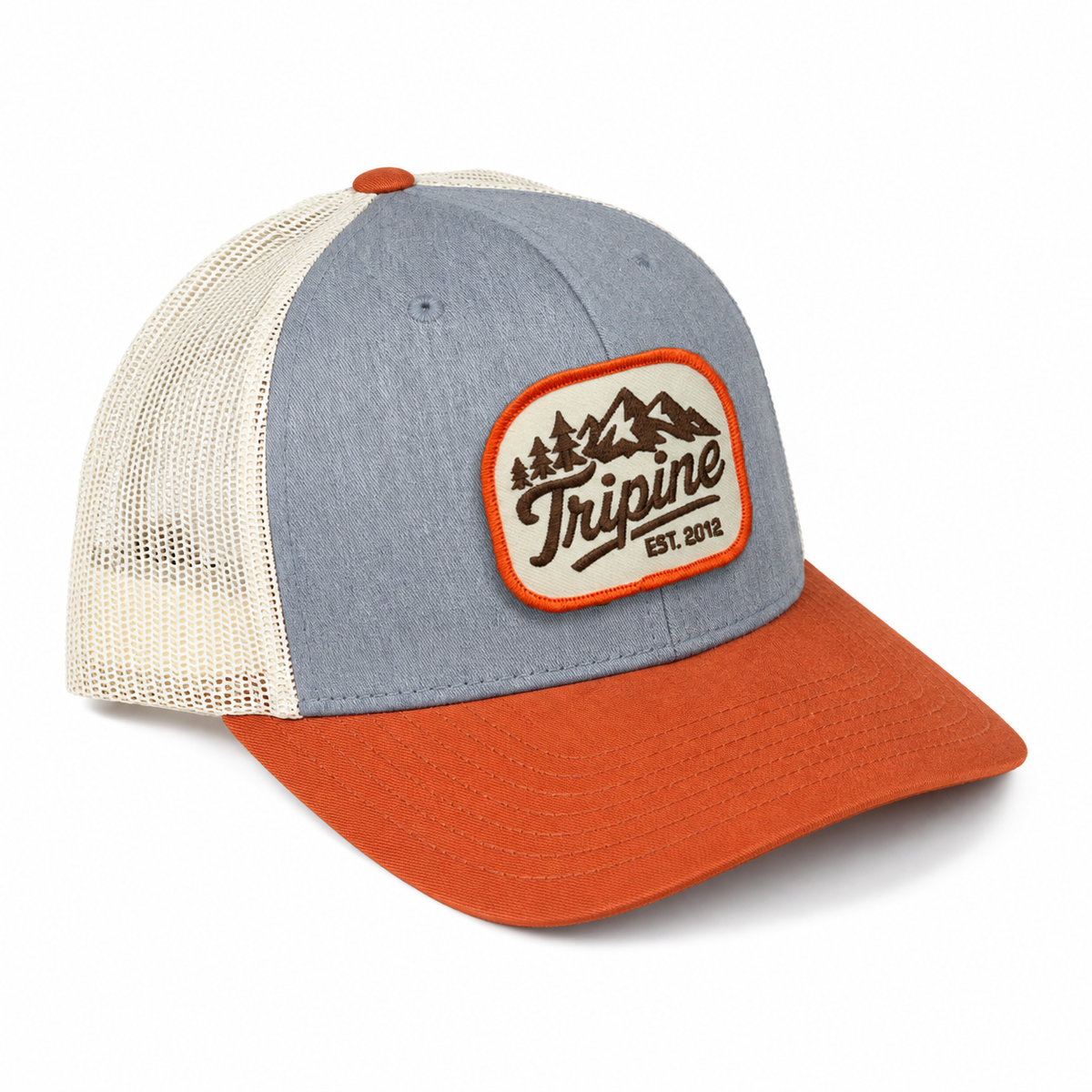 Script Trucker Hat - Heather Gray/ Birch/ Orange