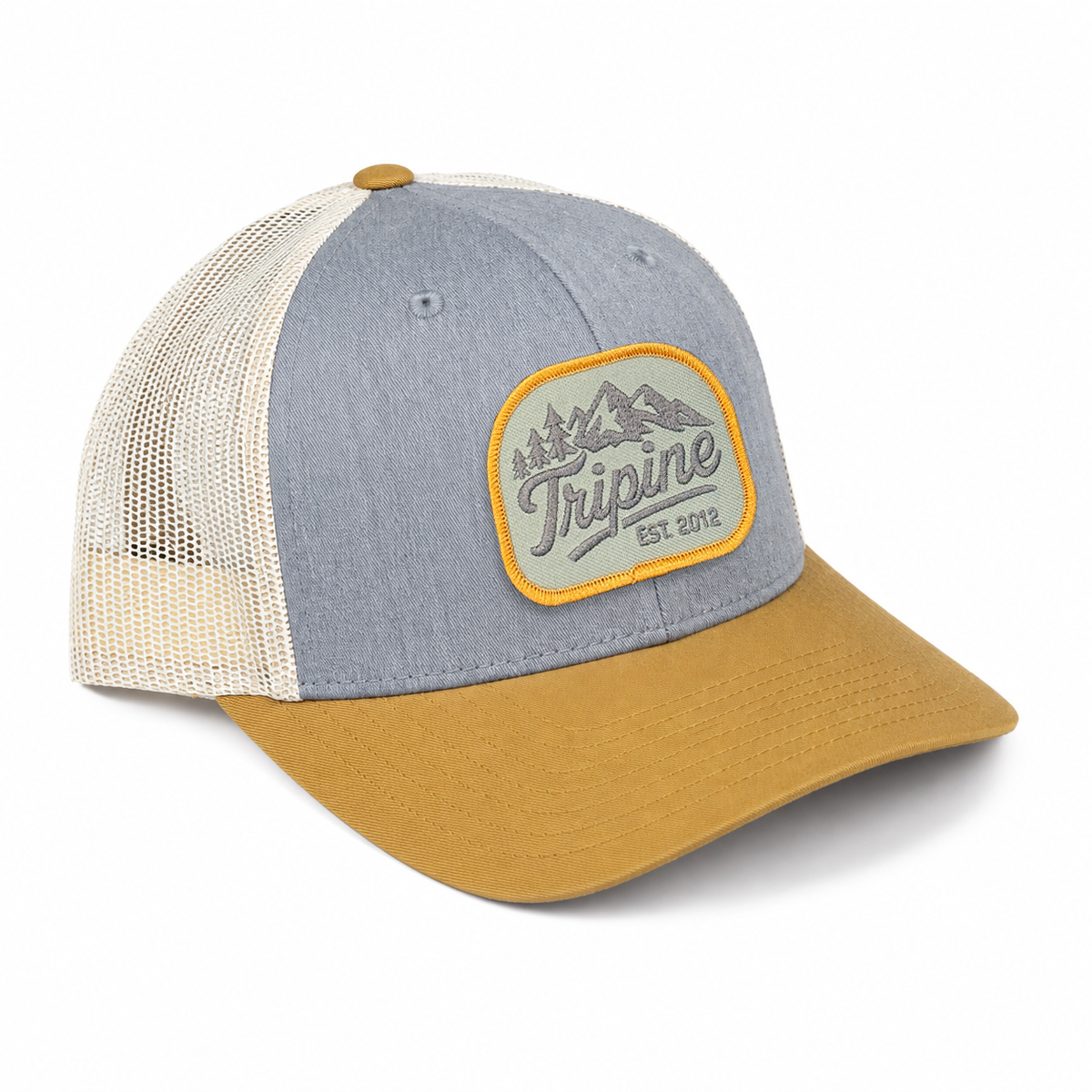 Script Trucker Hat - Heather Gray/ Birch/ Wheat