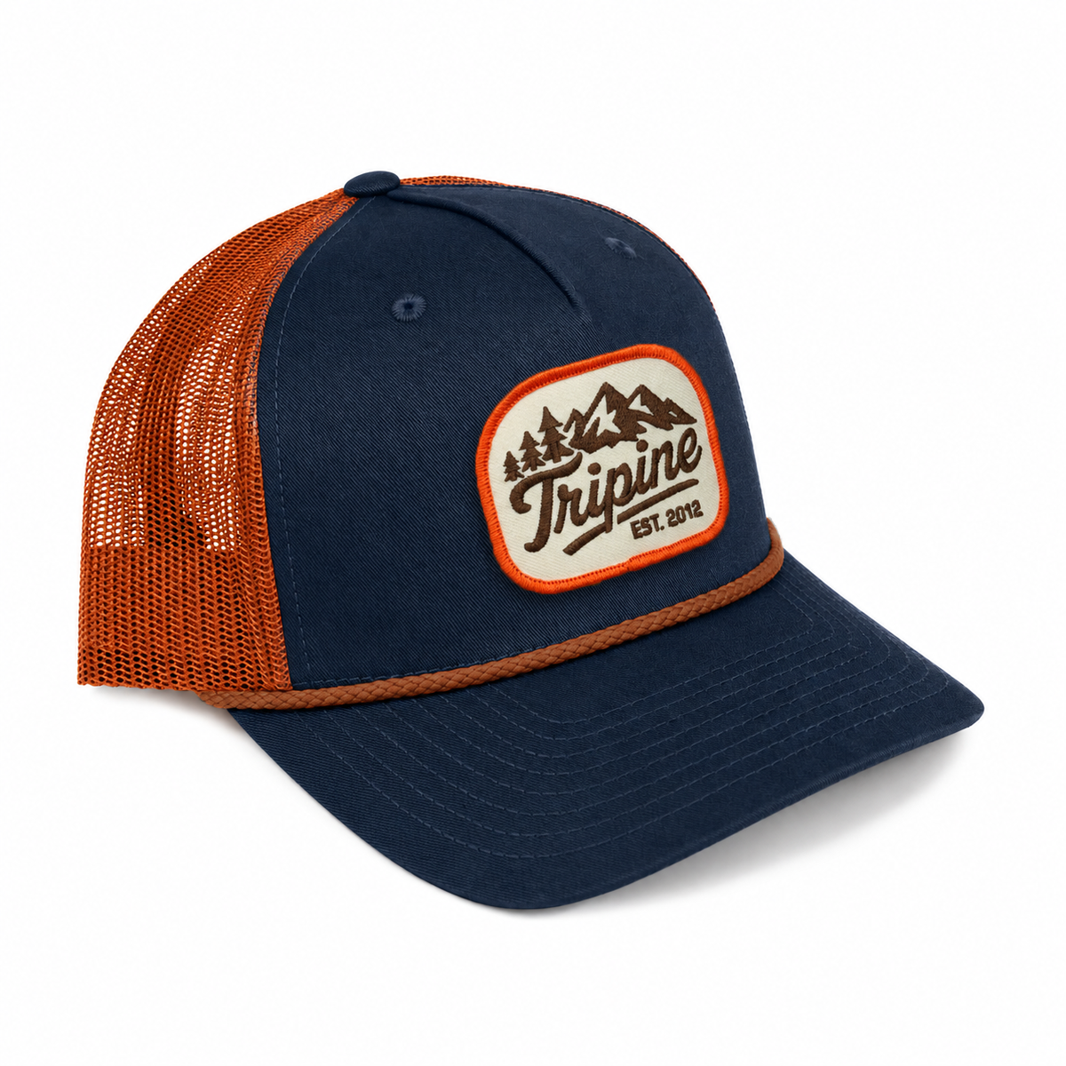 Script Rope Trucker Hat - Navy/ Dark Orange
