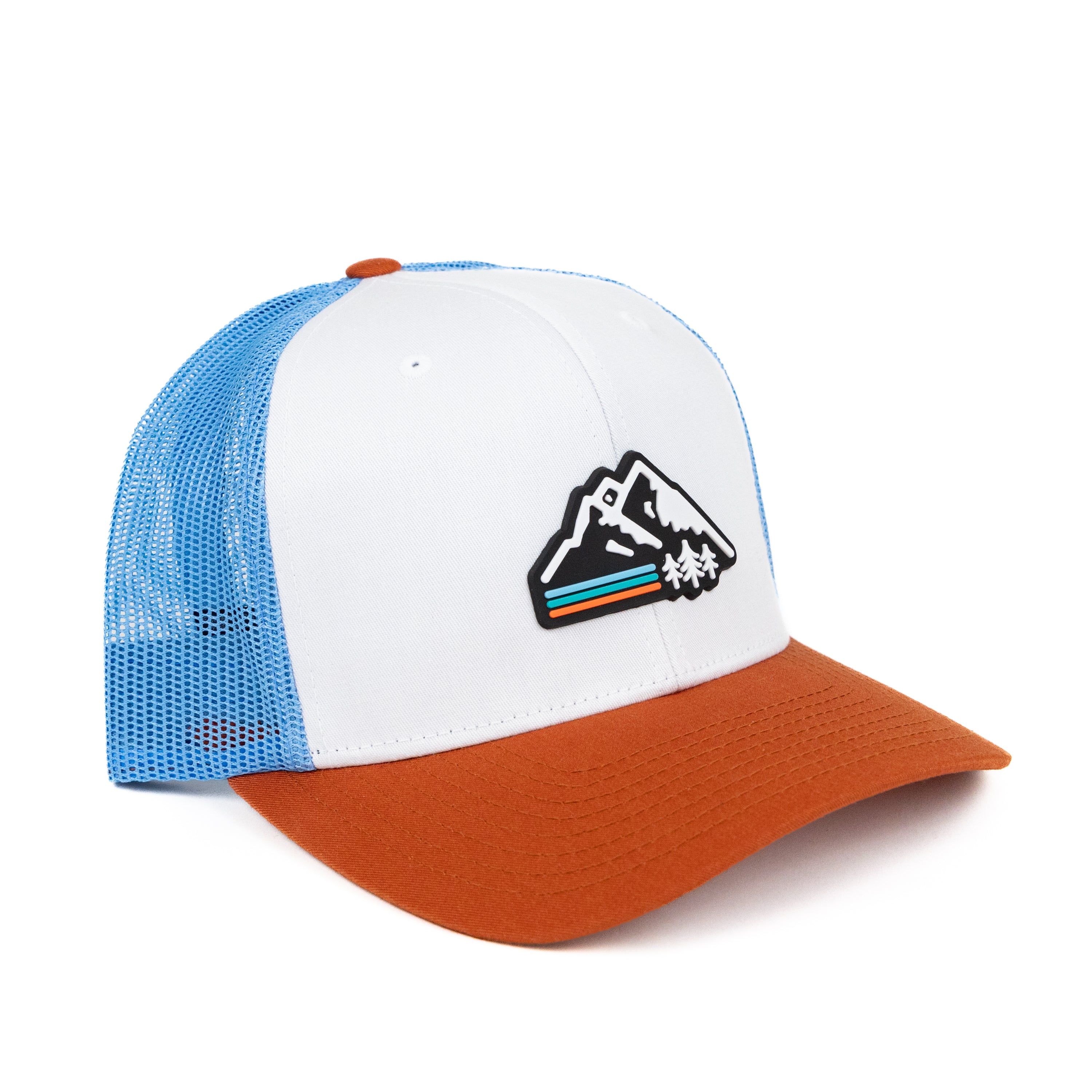 Retro Mountain Trucker Hat - TriPine White/ White